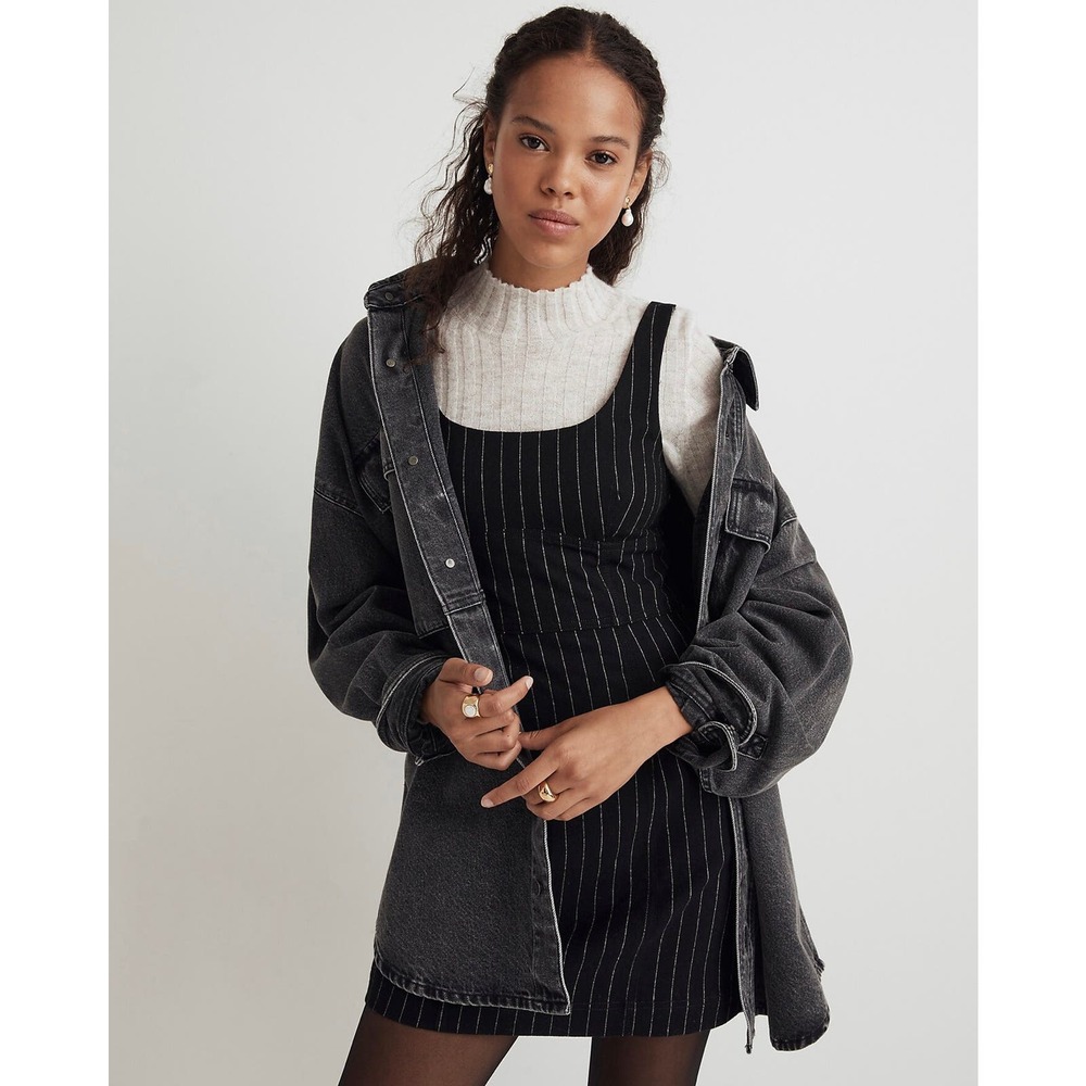 Madewell Black and White Striped Mini Dress